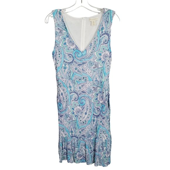 Cynthia Rowley Size 6 Dress Midi Beachy Summer V-neck Ruffle Hem Crinkle Crepe - Picture 2 of 9